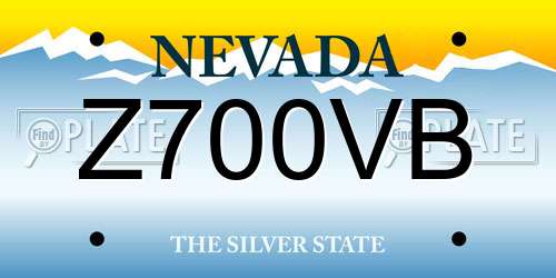 Z700VB Nevada License Plate