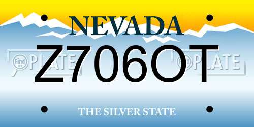 Z706OT Nevada License Plate
