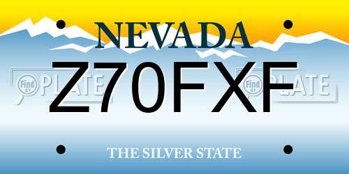 Z70FXF Nevada License Plate