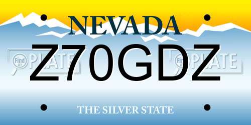 Z70GDZ Nevada License Plate