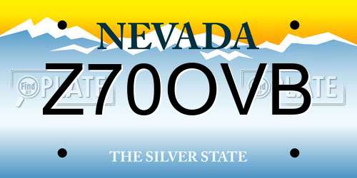 Z70OVB Nevada License Plate