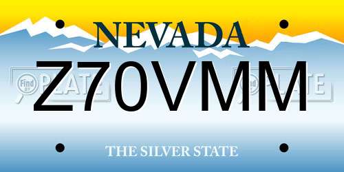 Z70VMM Nevada License Plate