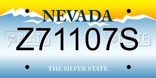 Z71107S Nevada License Plate