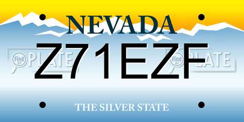 Z71EZF Nevada License Plate