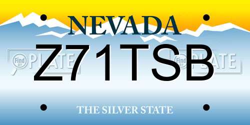 Z71TSB Nevada License Plate