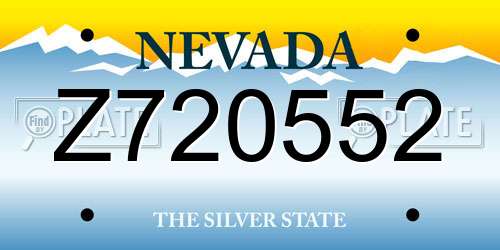 Z720552 Nevada License Plate