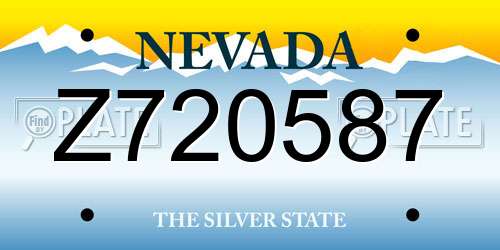 Z720587 Nevada License Plate