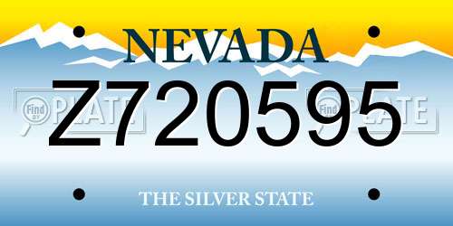 Z720595 Nevada License Plate