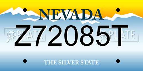 Z72085T Nevada License Plate