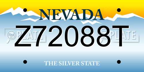 Z72088T Nevada License Plate