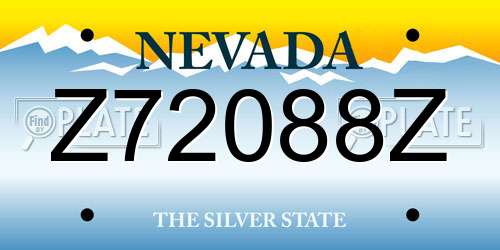 Z72088Z Nevada License Plate