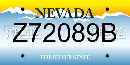 Z72089B Nevada License Plate