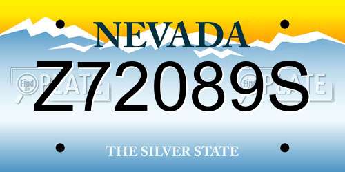 Z72089S Nevada License Plate
