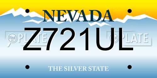 Z721UL Nevada License Plate