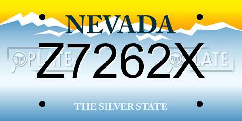 Z7262X Nevada License Plate