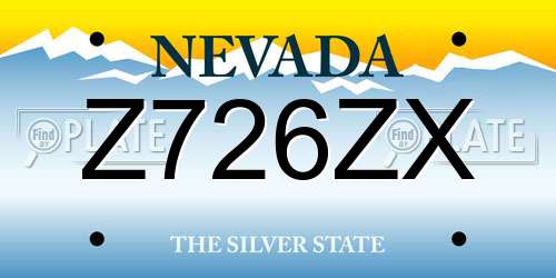 Z726ZX Nevada License Plate