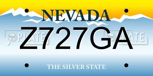 Z727GA Nevada License Plate