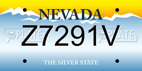 Z7291V Nevada License Plate