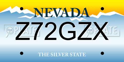 Z72GZX Nevada License Plate