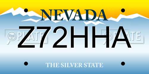 Z72HHA Nevada License Plate