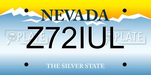 Z72IUL Nevada License Plate