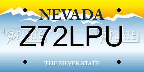 Z72LPU Nevada License Plate