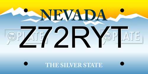 Z72RYT Nevada License Plate