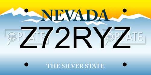 Z72RYZ Nevada License Plate