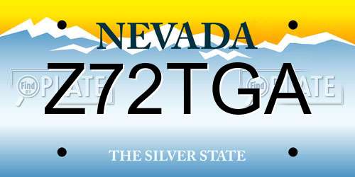 Z72TGA Nevada License Plate