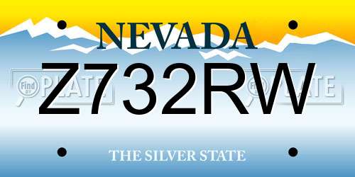 Z732RW Nevada License Plate