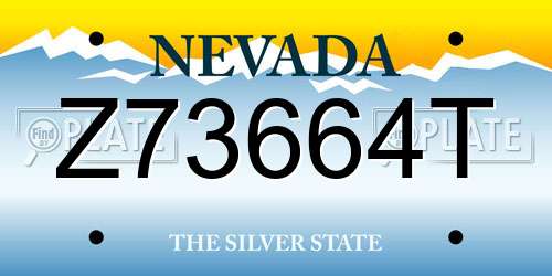 Z73664T Nevada License Plate