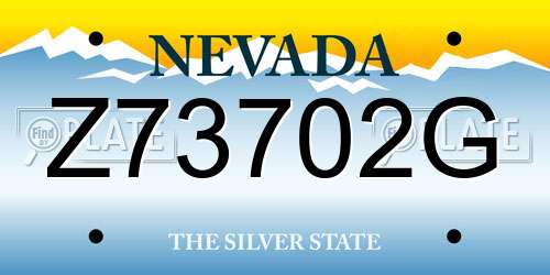 Z73702G Nevada License Plate