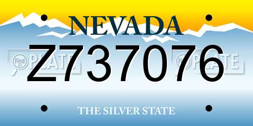 Z737076 Nevada License Plate
