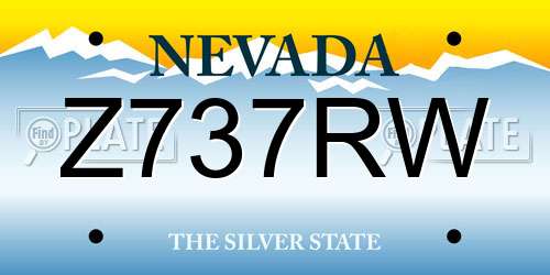 Z737RW Nevada License Plate