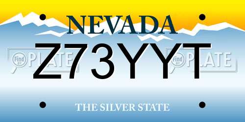Z73YYT Nevada License Plate