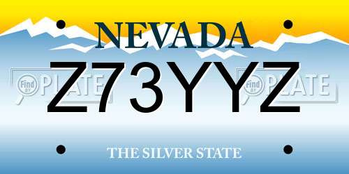 Z73YYZ Nevada License Plate