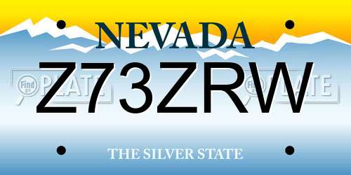 Z73ZRW Nevada License Plate