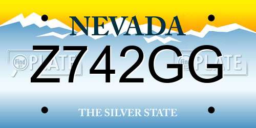 Z742GG Nevada License Plate