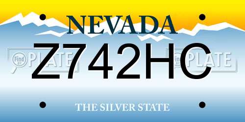 Z742HC Nevada License Plate