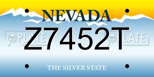 Z7452T Nevada License Plate