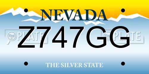 Z747GG Nevada License Plate