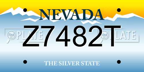 Z7482T Nevada License Plate