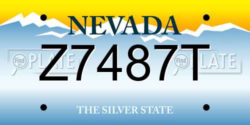 Z7487T Nevada License Plate