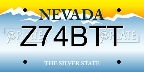 Z74BTT Nevada License Plate