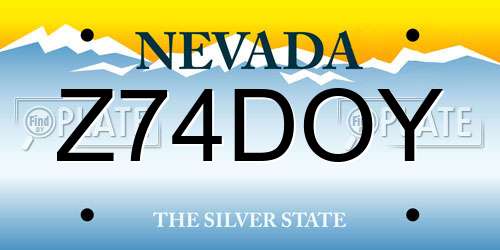 Z74DOY Nevada License Plate