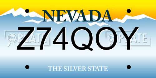 Z74QOY Nevada License Plate