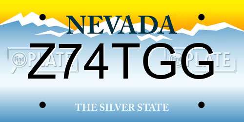 Z74TGG Nevada License Plate