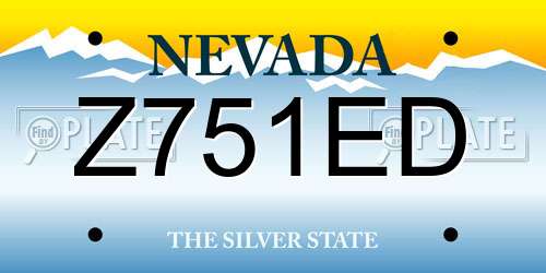 Z751ED Nevada License Plate