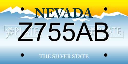 Z755AB Nevada License Plate