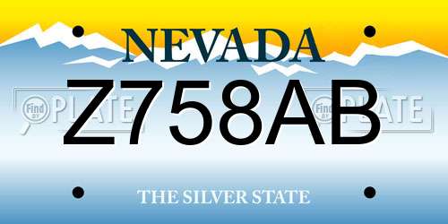 Z758AB Nevada License Plate